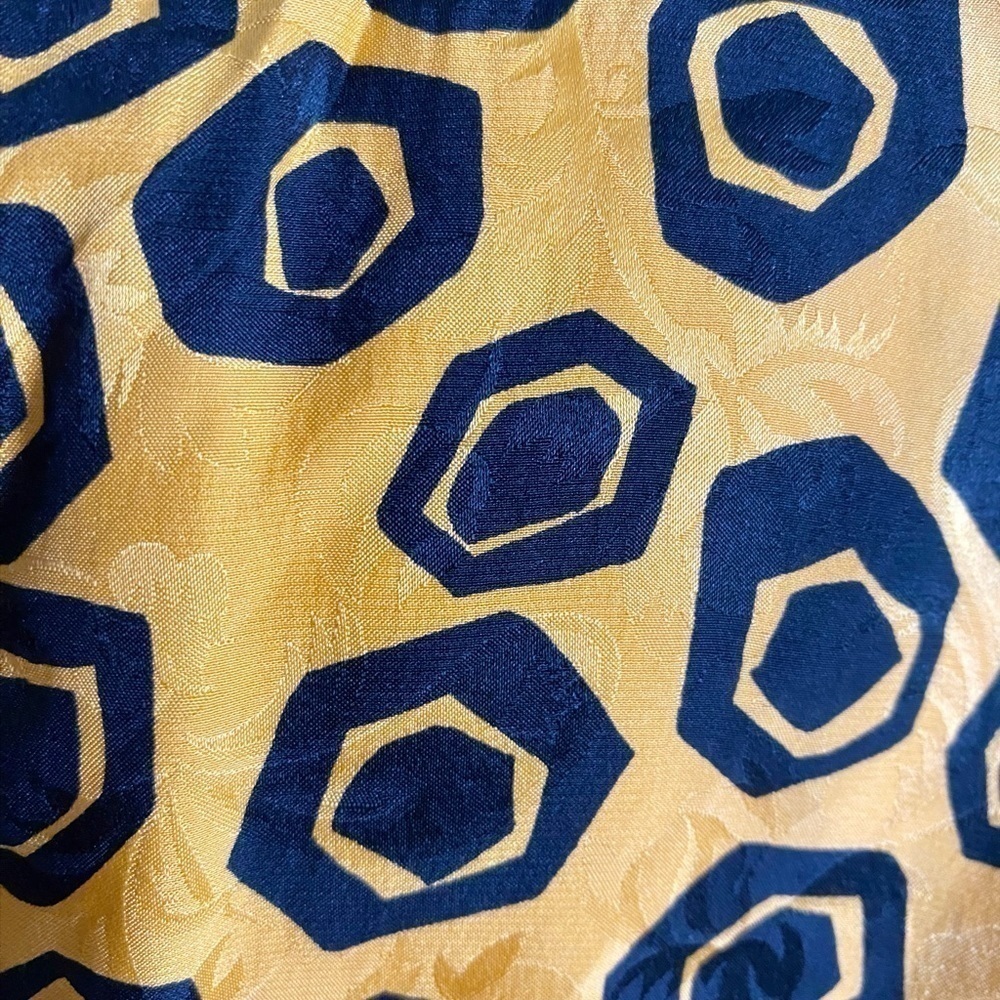 Flora Kung Vintage Geometric Black Squares on Yellow Embossed Long Sleeve Top - Picture 12 of 12